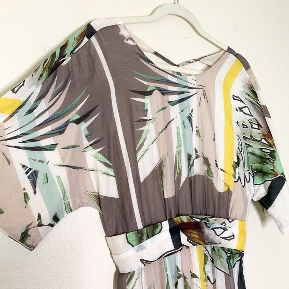 Manila Grace Short Sleeve Maxi Dress size 40 US 6 Open Back Abstract Tropical - Picture 3 of 10